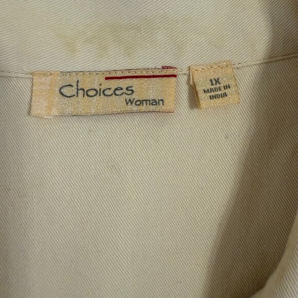 Choices 1X Plus 3/4 Sleeve Leopard Cheetah Animal Print Tan Artsy Jacket - Picture 3 of 9